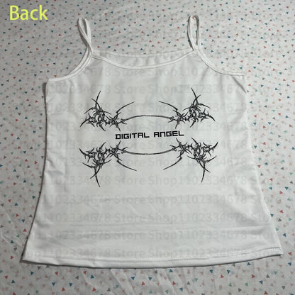 Y2k Style Aesthetic Sweet Sexy Tank Tops Women Sleeveless Casual Cartoon Print Tanks Harajuku All Match Cropped Grunge Emo Girls