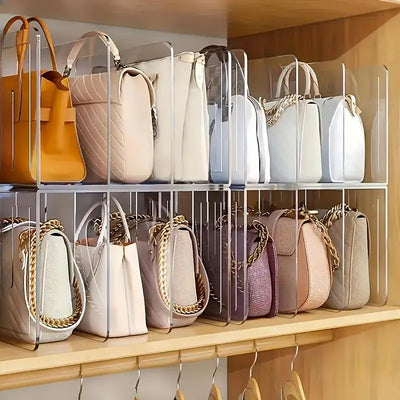4 Slots Handbag Storage Racks Transparent Wardrobe Divider Shelf Acrylic Storage Holder Closet Organizer Bags Display Racks by Smarsty