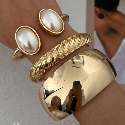 Punk Chunky Metal Cuff Bracelet for Unisex - Smarsty