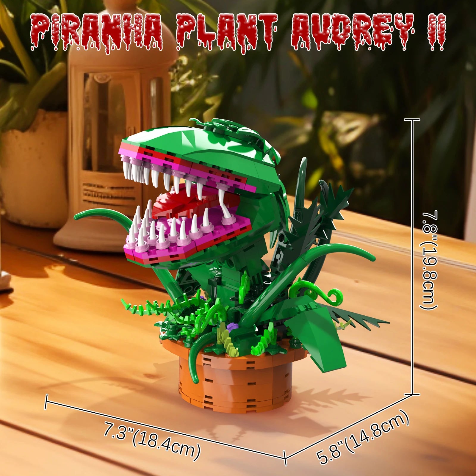 Audrey 2 Piranha Plant Bricks Compatible with Lego, Little Shop of Horrors Flowers Building Blocks, Gift for Halloween Christmas - Smarsty