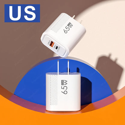 GaN USB C Charger 65W FastCharge EuropeanUnion US Plug - Smarsty