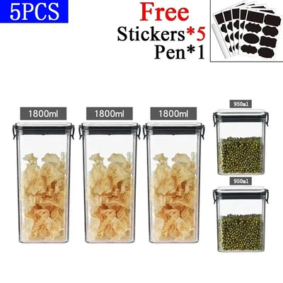 460-1800ml Sets Kitchen Stackable Sealed Jar Plastic Food Storage Box Multigrain Tank Bottle Dried Fruit Tea Storage Containers by Smarsty
