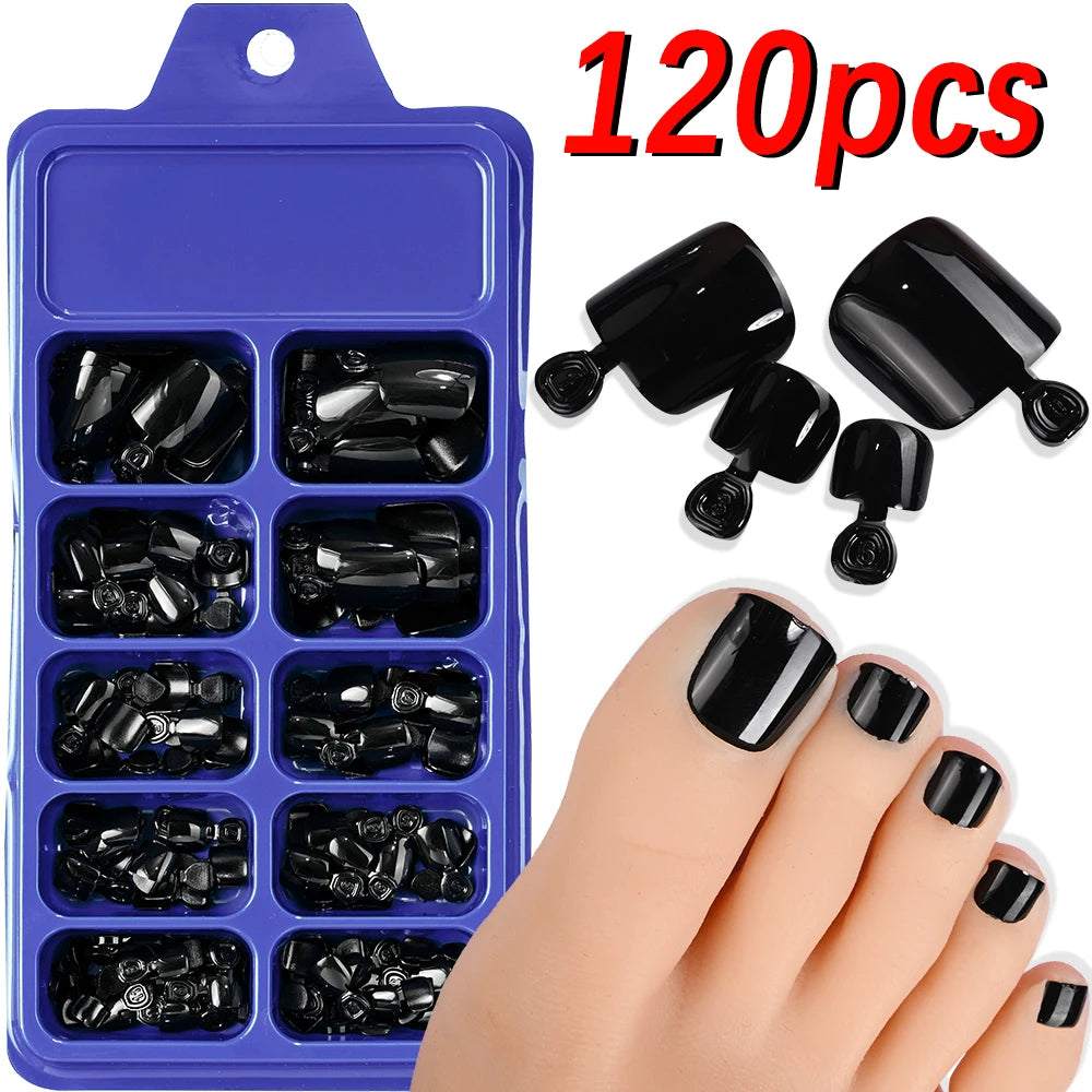 120 Pieces Pink Square Toe Nail Tips Full Cover Extensions - Smarsty