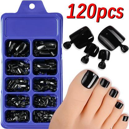 120 Pieces Pink Square Toe Nail Tips Full Cover Extensions - Smarsty