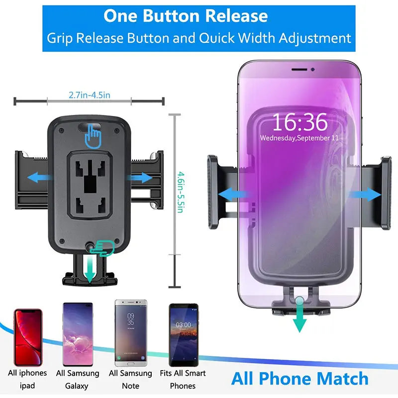 Universal Car Phone Holder Cellphone Mount Stand Adjustable Car Cup Phone Mount for iPhone 14 13 12 Por MAX Huawei Samsung - Smarsty