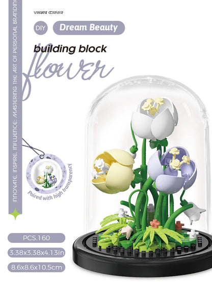 Micro particle building block bouquet handmade gift, children's puzzle toy handmade DIY sunflower desktop decoration ornament