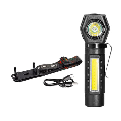 LED COB Headlight Band USB Charging Waterproof Head-Mounted Flashlight Detachable Multifunctional 5W/1600mAh for Running Cycling