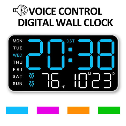Large Digital Wall Clock with Temperature and Date Display - Smarsty