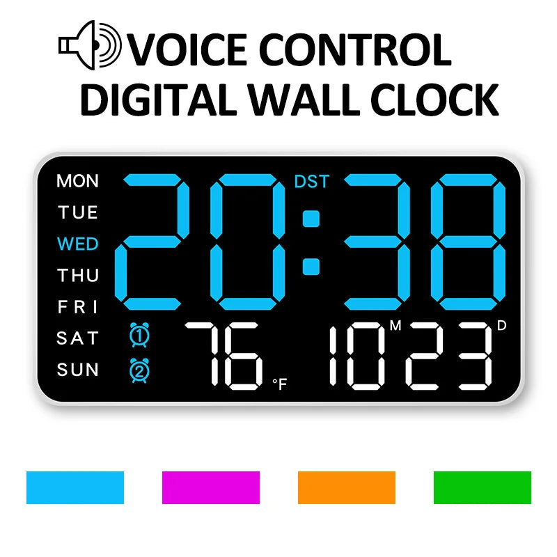 Large Digital Wall Clock with Temperature and Date Display - Smarsty