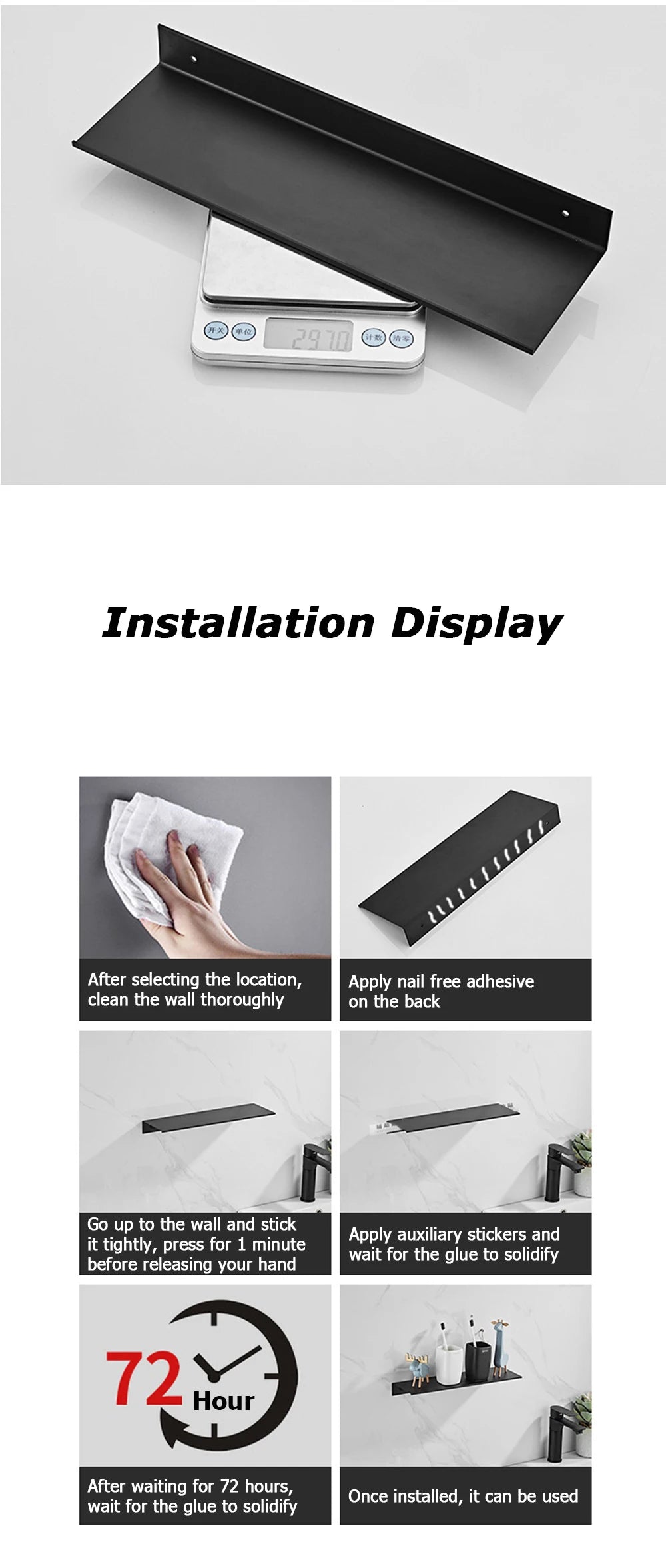 Aluminum Floating Bathroom Shelf for Organized Storage - Smarsty