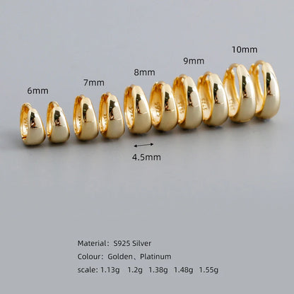 925 Sterling Silver Wide Gothic Huggies Hoop Earrings - Smarsty