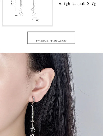 Elegant 925 Sterling Silver Hoop Earrings with Long Tassels - Smarsty