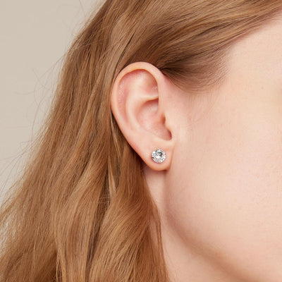 Bamoer CZ Stud Earrings 925 Sterling Silver Platinum Plated Round Cubic Zirconia Hypoallergenic Barbell Earrings 4-7mm - Smarsty