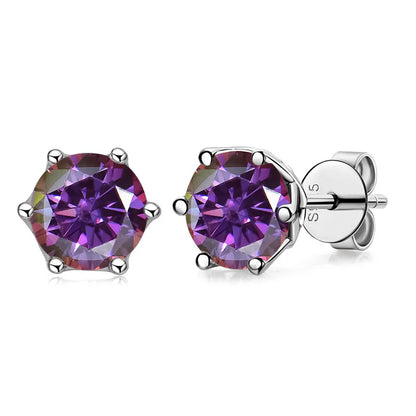 Moissanite Stud Earrings Sterling Silver VVS D Sparkle - Smarsty