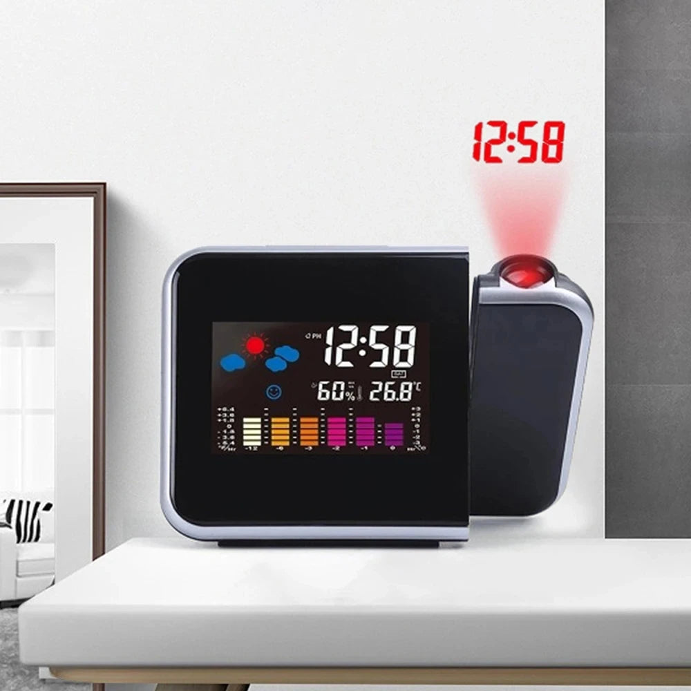 Color Screen Digital Projection Alarm Clock with Rotating Display - Smarsty