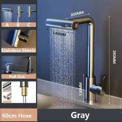 Flexible Stainless Steel Kitchen Faucet with Stream Shower Mode - Smarsty