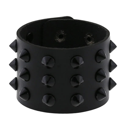 Unisex PU Leather Punk Bracelet With Spikes And Skull - Smarsty