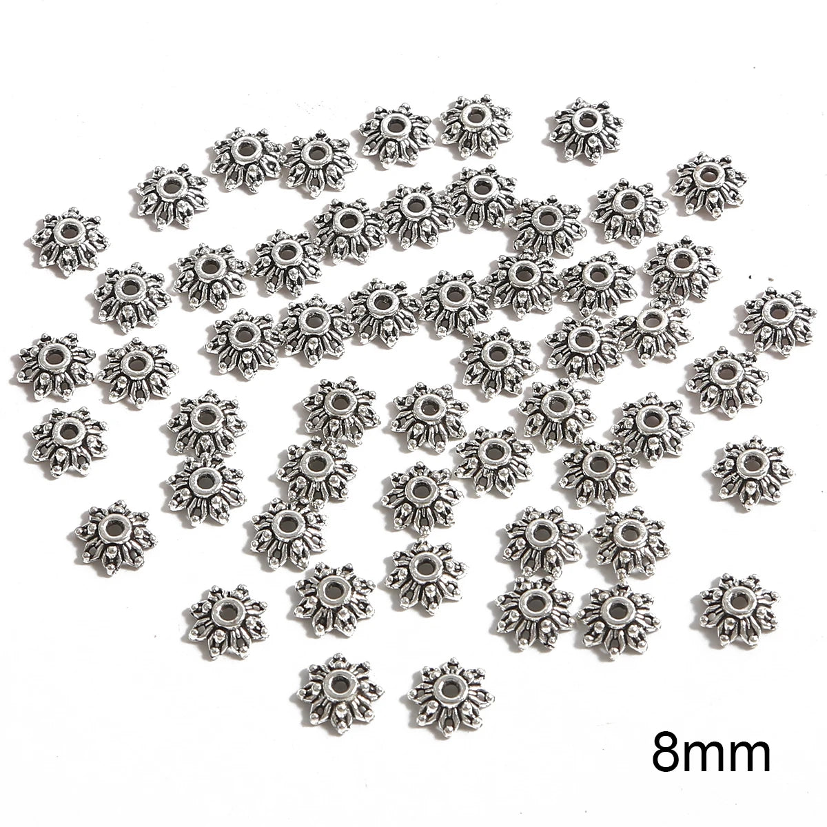 50pcs Tibetan Silver Leaf Flower Bead Caps for Jewelry Making - Smarsty
