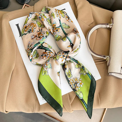 Silk Square Scarf for Women Sun Protection Luxury Shawl - Smarsty