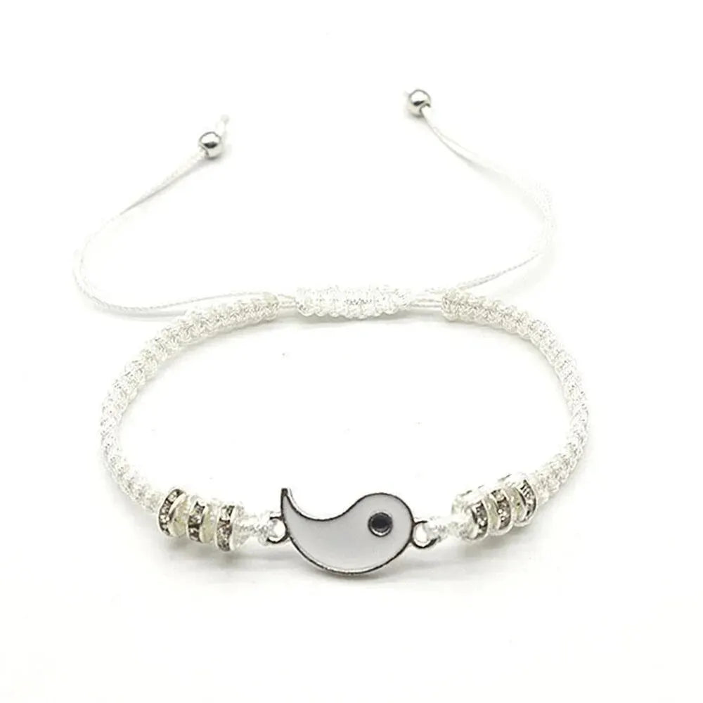 Couple Black White Tai Chi Bracelet Set Adjustable Daily Wear - Smarsty