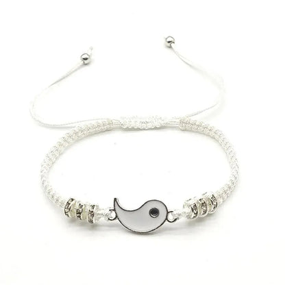 Couple Black White Tai Chi Bracelet Set Adjustable Daily Wear - Smarsty