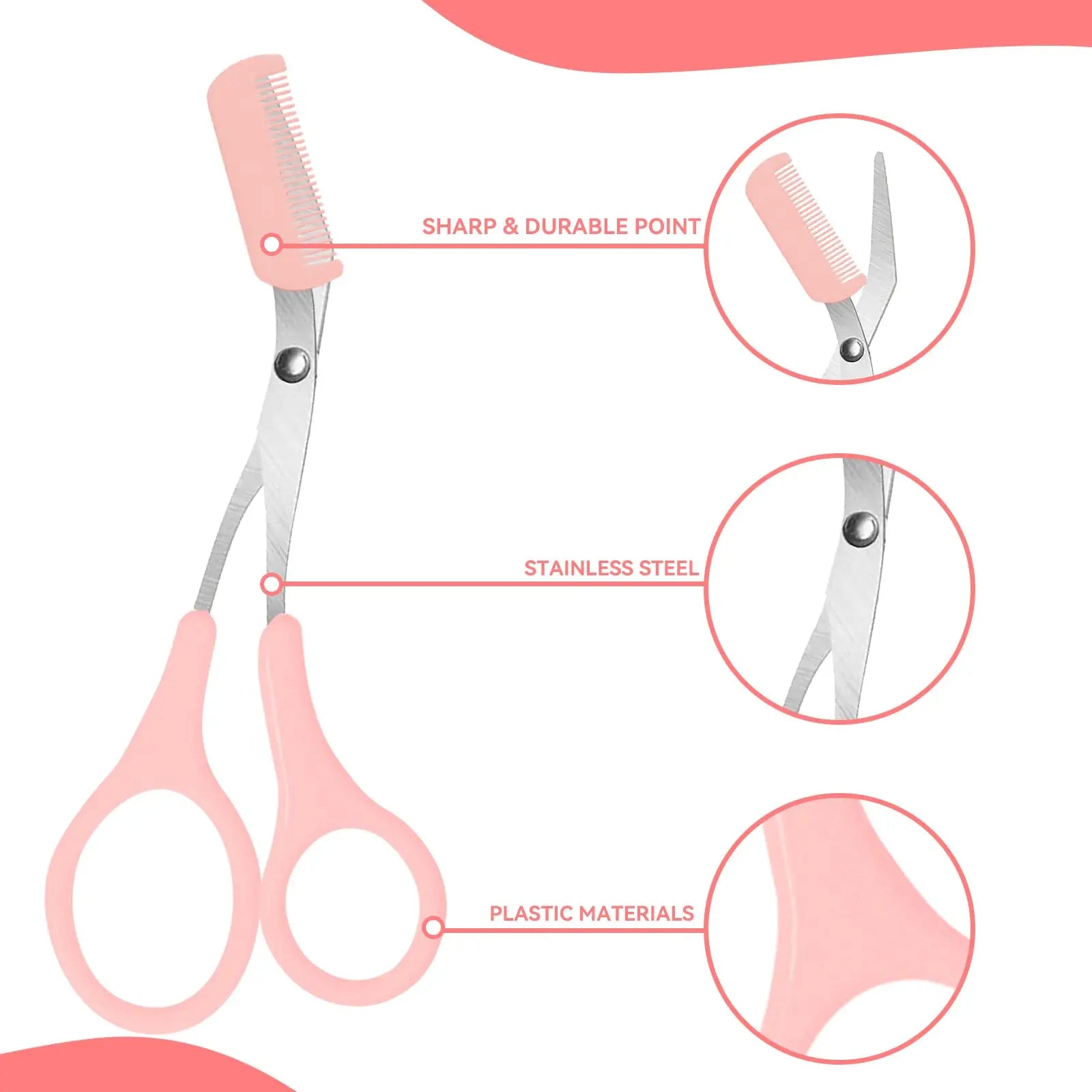 Stainless Steel Eyebrow Trimmer Scissors for Precise Shaping - Smarsty