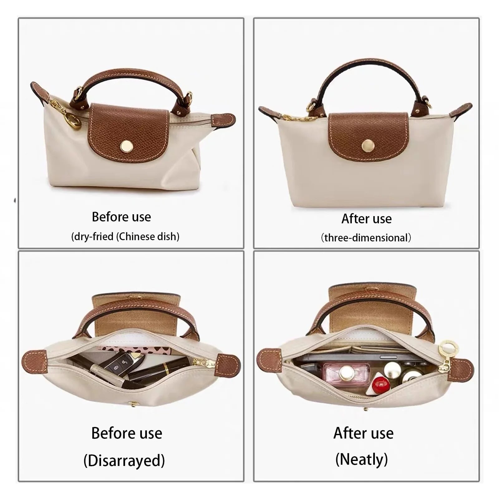 Bag Organizer For Longchamp Mini Bag Storage Bag The Liner Bag Felt Purse Insert Handbag Liner Bag