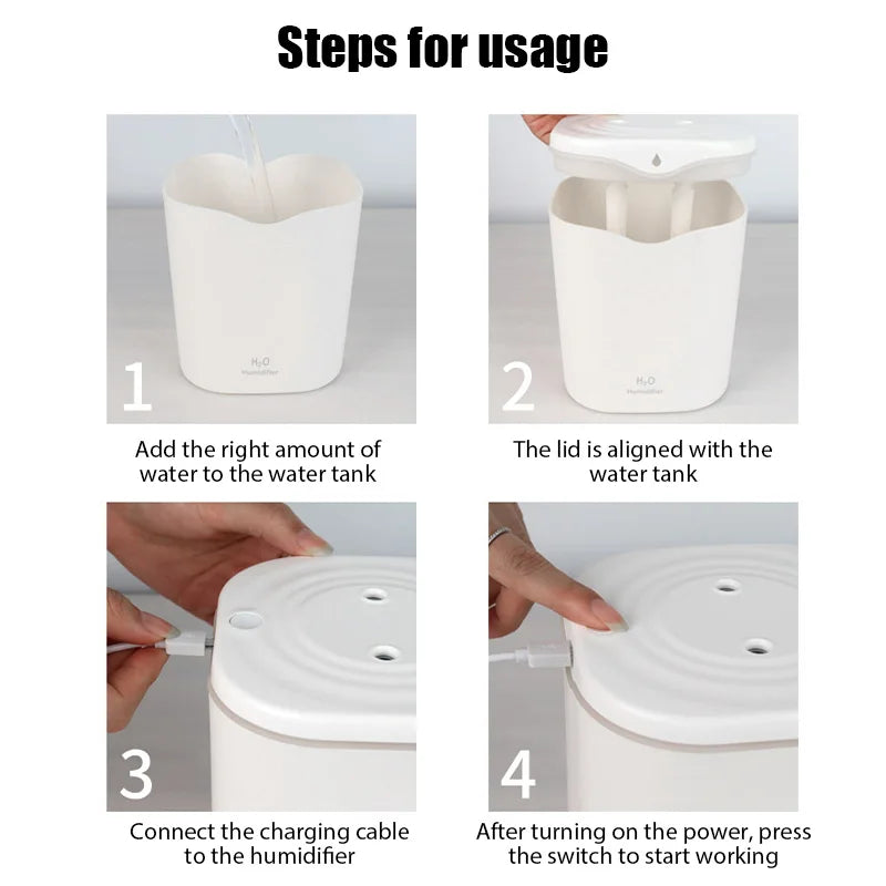 USB Humidifier with Double Spray and LED Light - Smarsty