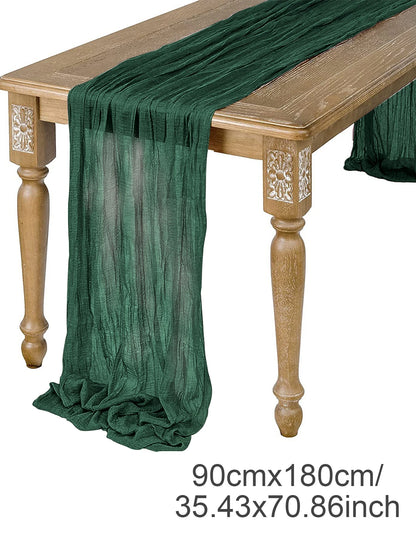 Sage Semi-Sheer Gauze Table Runner for Elegant Dining - Smarsty