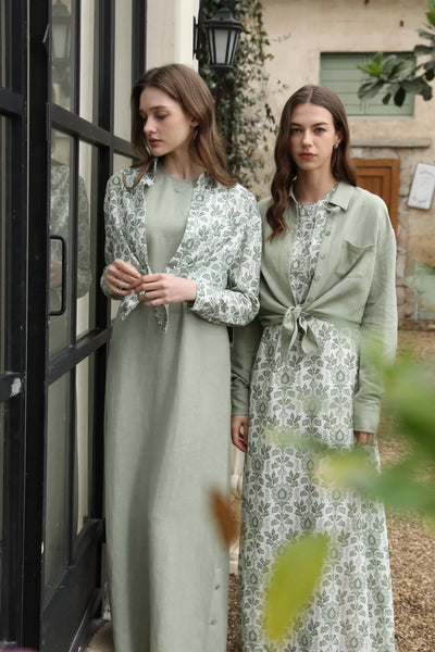 AS 2025 spring summer linen shirt + dress collection high quality print linen and knitting cardigan woman outfit - Smarsty