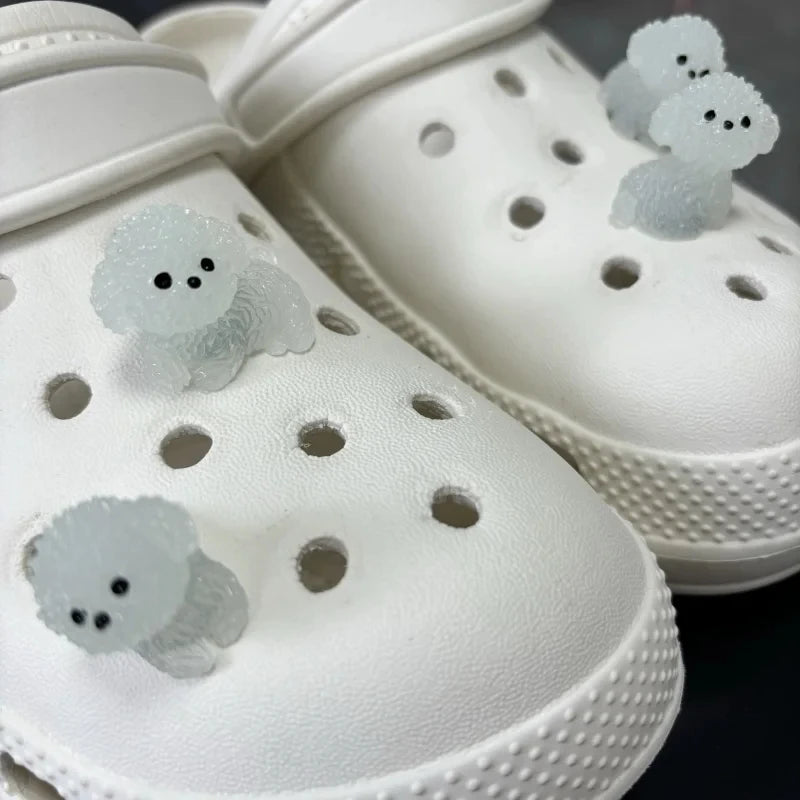 4Pcs/Set Luminescence 3D Cute Puppy Shoe Decoration Diy Shoes Charms Used For Clogs Sandals Perfect For Holiday Xmas Gifts