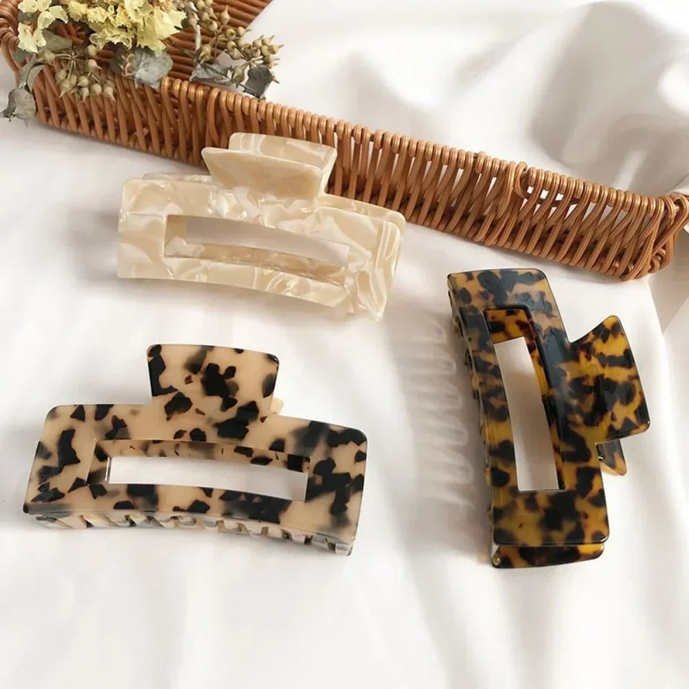 Acetate Leopard Hair Claw Clip Large Geometric Hold - Smarsty