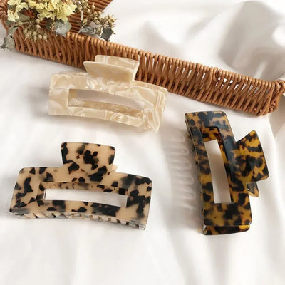 Acetate Leopard Hair Claw Clip Large Geometric Hold - Smarsty