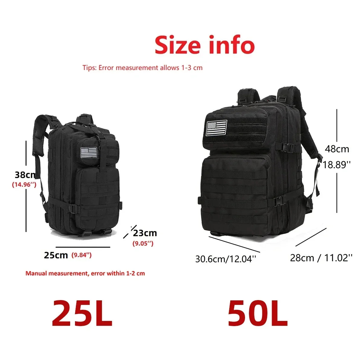 25L/50L Tactical Backpack Molle Bag Outdoor Bags Backpack for Hiking Camping Trekking Hunting Fishing GYM Bags Backpacks - Smarsty