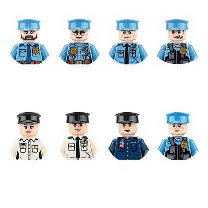 building blocks action doll mini city figures toys girls soldiers policeman robot worker fireman farmer cook movie characters