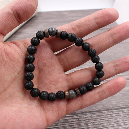Volcanic Stone Bracelet for Men with Buddha Charm - Smarsty