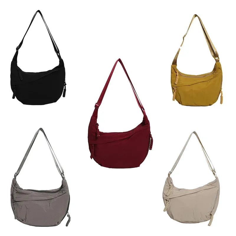 Minimalist Nylon Shoulder Bag With Multifunctional Storage - Smarsty