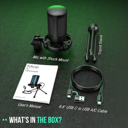 AmpliGame RGB USB Gaming Microphone with Mute Feature - Smarsty