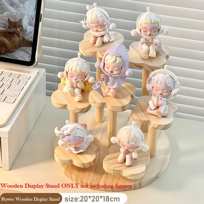 Wooden Display Riser Stand Organizer Shelf Stand for Toys and Dolls Figure Display Cabinet Cute Dolls Storage Rack Decoration by Smarsty