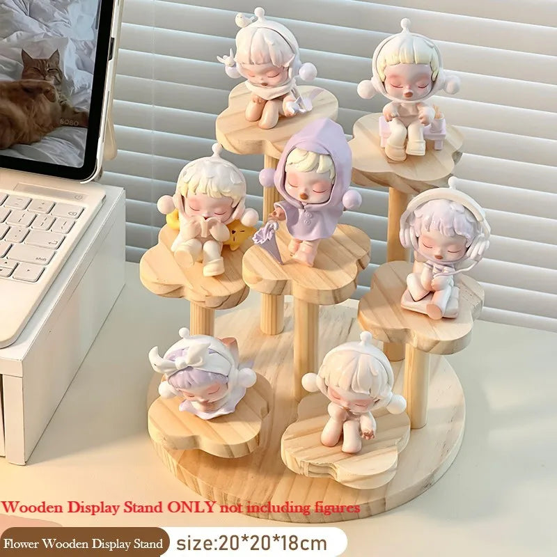 Wooden Display Riser Stand Organizer Shelf Stand for Toys and Dolls Figure Display Cabinet Cute Dolls Storage Rack Decoration by Smarsty