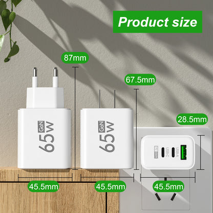 Three Port USB C PD Charger Fast Charge Wall Adapter - Smarsty