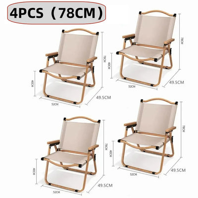 4/2/1PCS-khaki Camping Chair Portable Outdoor Chair Aluminum Alloy Wood Grain Folding Chair Camping Equipment Kermit Chair by Smarsty