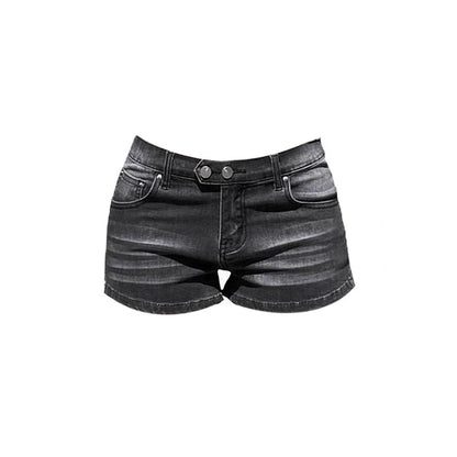 Women's Grey Denim Shorts Low Waist Mini Jeans Shorts 2000s Vintage 90s Y2k Emo Cowboy Short Pants Harajuku Clothes Summer 2024 - Smarsty