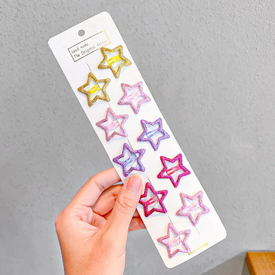 Cute Colorful Star Hair Clips Set for Girls - Smarsty