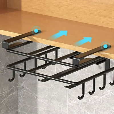 Kitchen Hanging Organizer Rack with Hooks Under Cupboard Paper Towel Rags Hanger Cutting Board Pot Cover Holder Storage Shelf by Smarsty