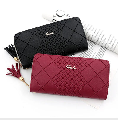 Zipper Money Coin Purse Women Card Holder Long PU Leather Clutch Wallet Large Capacity Lady Wristlet Phone HandBags Money Pocket - Smarsty