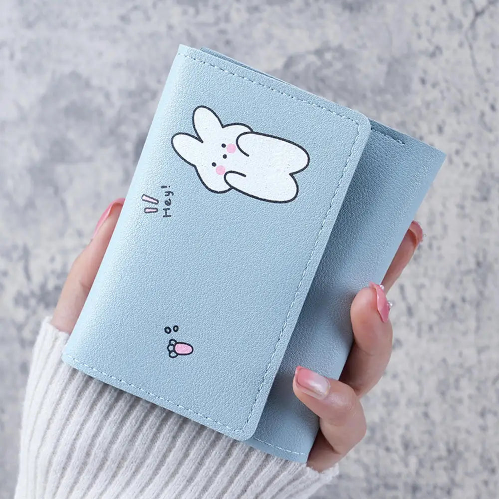 PU Leather Cute Women Wallet Coin Purse Simple 3 Folds Multi-card Slots Card Holder Cute Cat Dog Short Wallets for Girls - Smarsty