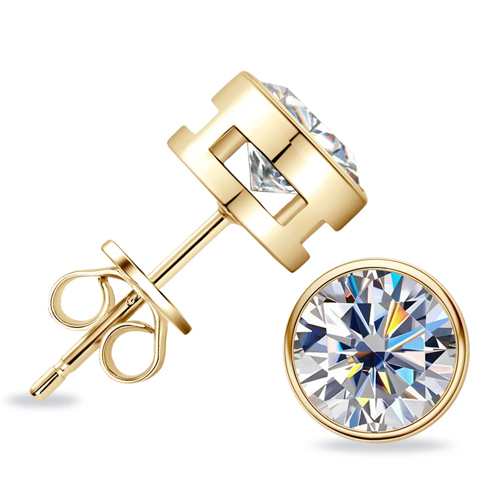 Moissanite Stud Earrings 0.5-2ct 18K Gold Plated Luxury - Smarsty