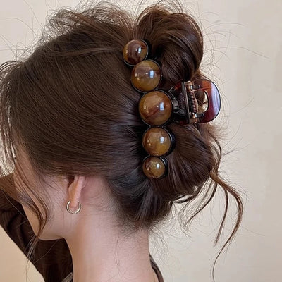 Retro Gradient Beaded Hair Claw 11cm Secure Hold For Women - Smarsty