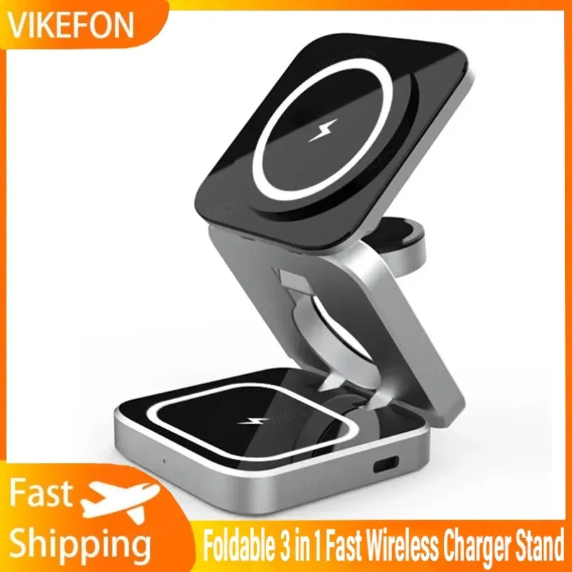 Foldable 3 In 1 Wireless Charger For iPhone And Watch - Smarsty